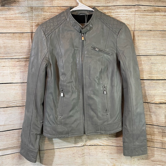 LaMarque quilted leather biker gray jacket women Size XS - Picture 2 of 11